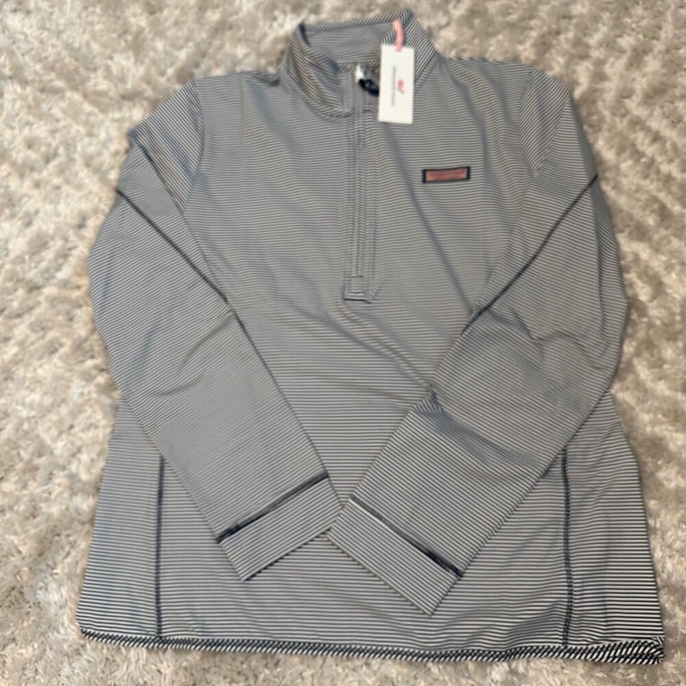 Vineyard Vines Women's Microstripe 1/4 Zip Pullover - Size Large